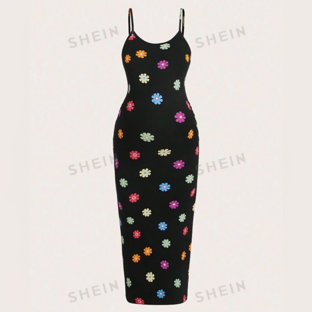 Bump friendly floral bodycon dress